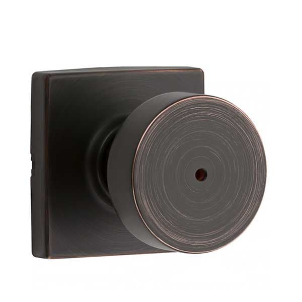Kwikset: Pismo Privecy Door Knob with Square Rose / Venetian Bronze